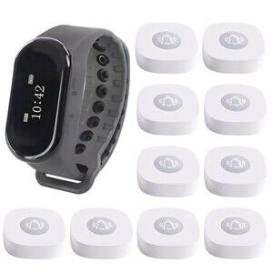 Wireless Calling System, 1 Wrist Watch Receiver 10 Buttons Caregiver Nurse Sy...